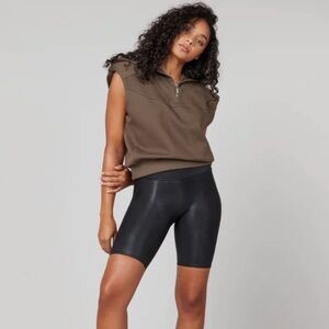 NWT Spanx faux leather biker shorts shaping black tummy control smoothing